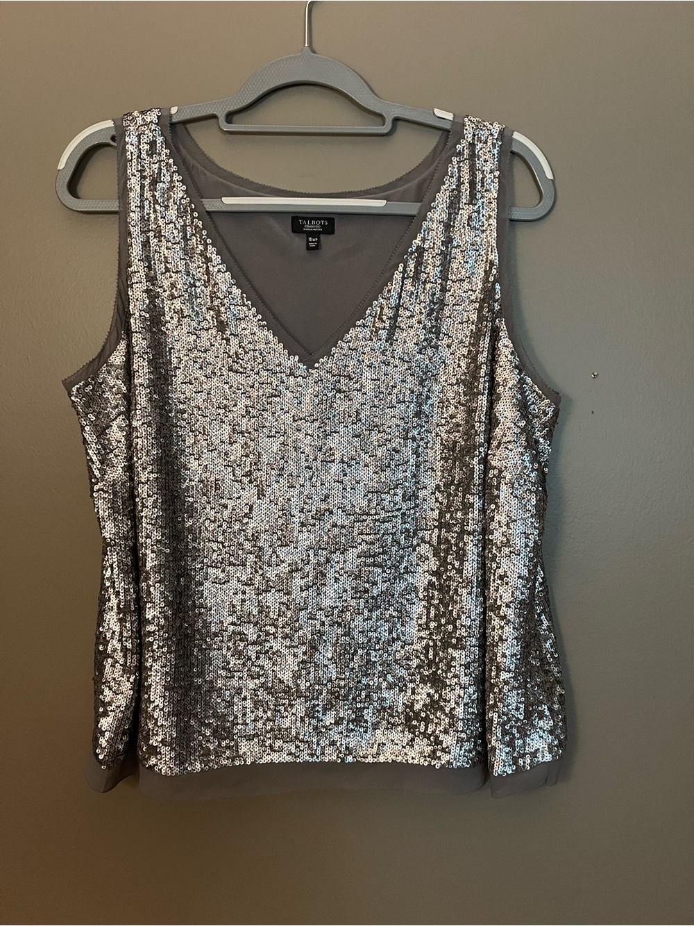 Talbots Silver Sequin V-Neck Camisole